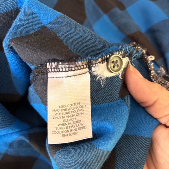 🌸 3/$25 Girl Krazy‎ ~ Blue and Black Buffalo Plaid. Boyfriend style Size Large - Picture 5 of 7